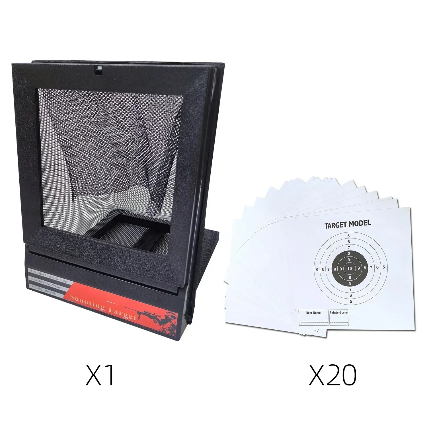 エアソフトターゲット、トラップネットキャッチャー、スタンド、紙製ターゲット付き、エアソフトガンの射撃訓練、BB弾、屋内屋外用