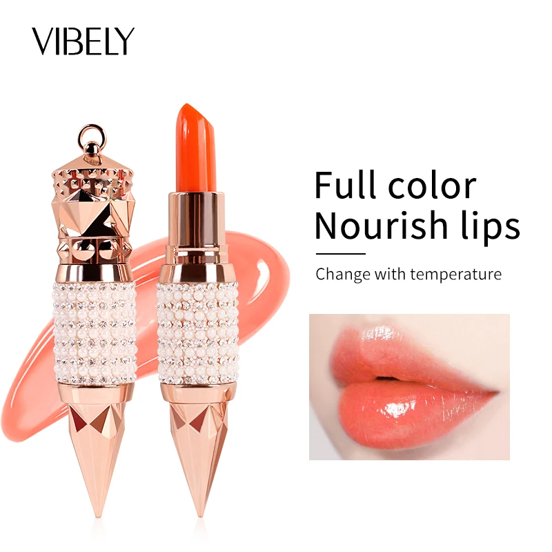 VIBELY Strawberry Cherry Carrot Lipstick Waterproof Moisturizing Long-lasting Lip Balm Changes Color Changing Lipstick Makeup