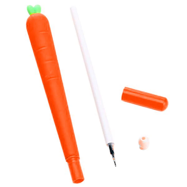 Lot de 12 stylos à bille roulante souple, encre gel, carotte, nouveauté, mignon, bureau, école