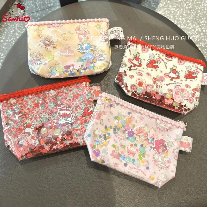 

Cartoon Sanrios Hello Kittys Marroncream Kawaii Cute Printed Transparent Cosmetic Bag Girl Sundries Storage Bag Coin Purse Gift