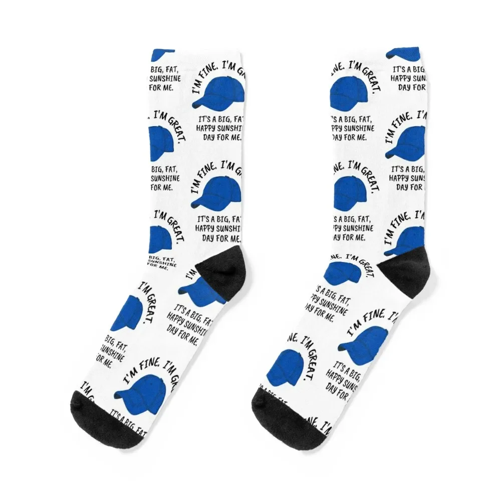 

Im Fine. Im Great. Its a Big, Fat, Happy Sunshine Day For Me - Luke - White - Gilmore Socks Lots summer Woman Socks Men's