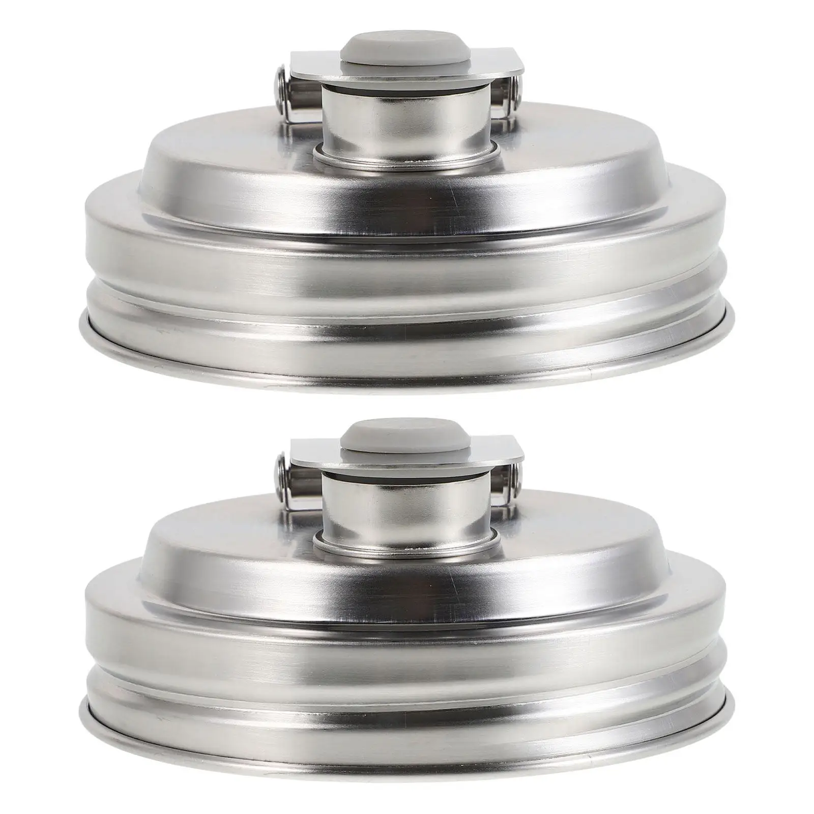 2Pcs Mason Jar Lids Regular Mouth Stainless Steel Airtight Canning Covers Reusable Pour Spout Leak Proof Kitchen Storage Lid