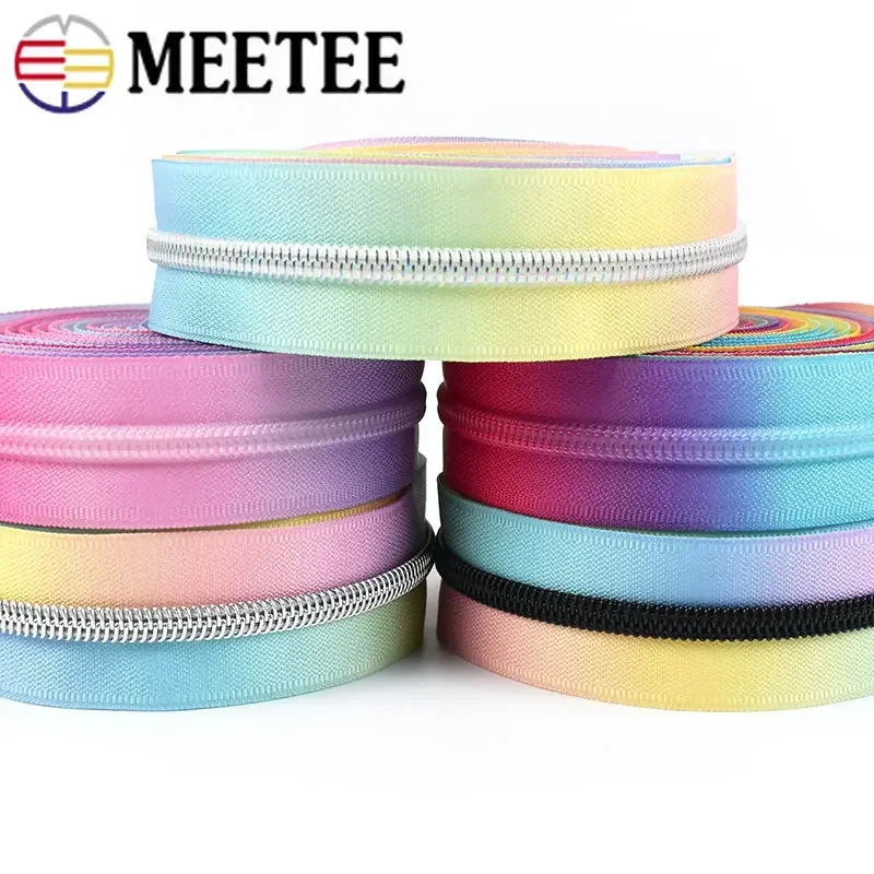 2Meters 5# Rainbow Nylon Zippers Tape Clothes Decorative Zips Repair Kit Bag Jacket DIY Sewing Supplies Material Accessories