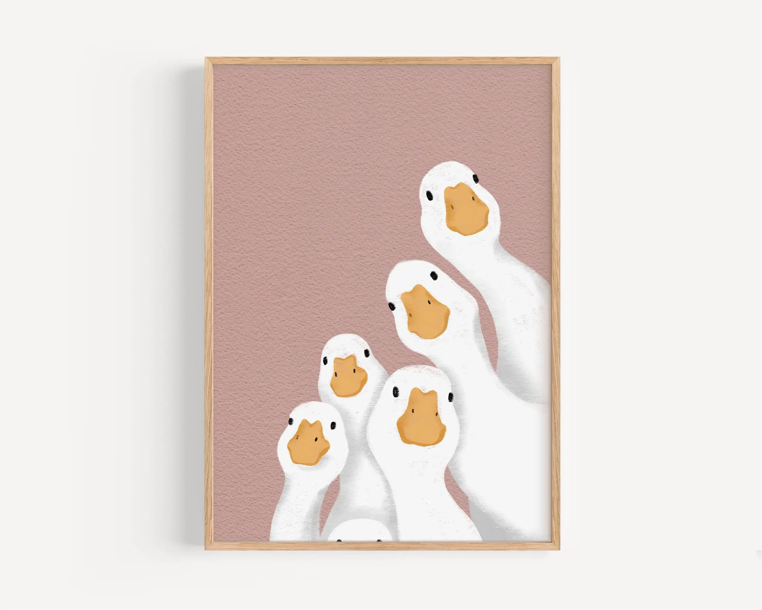 Frameless Canvas Painting Set Of 6 Cartoon Animals Powder Pink Goose Poster Print Wall Art Pictures Canvas Painting Living Room