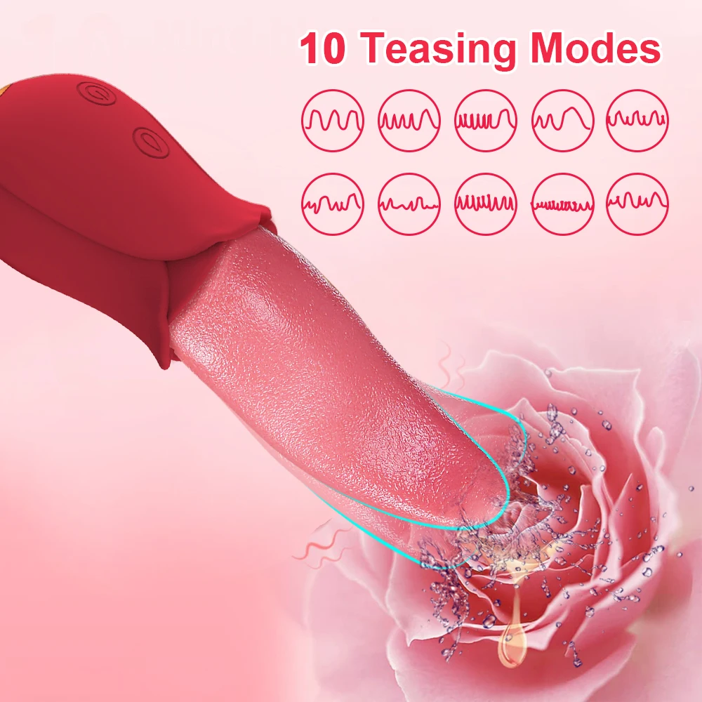 Rose-Sucking Vibrator for Women Realistic Tongue Licking Clitoral Stimulation Stimulator Vibrators Female Sex Toys for Women