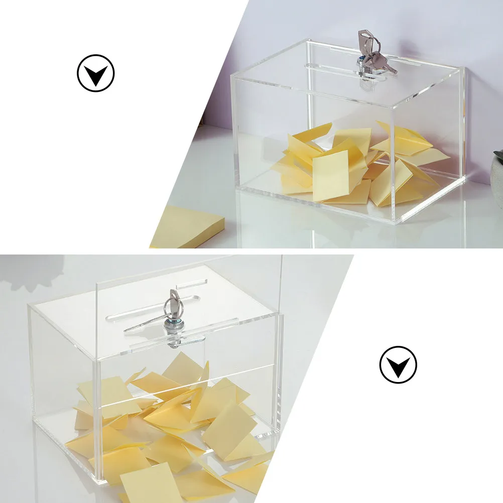 Clear Acrylic Donation Box Lockable Suggestion Ballot Box for Fundraising Complaint Letter Ticket Collection Donation Boxes