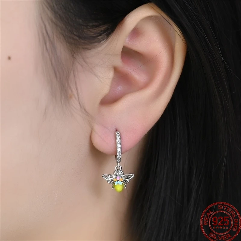 New 925 Sterling Silver Women\'s Princess Blue Shiny Zircon Butterfly Design Earrings For Party Exquisite Jewelry Gift