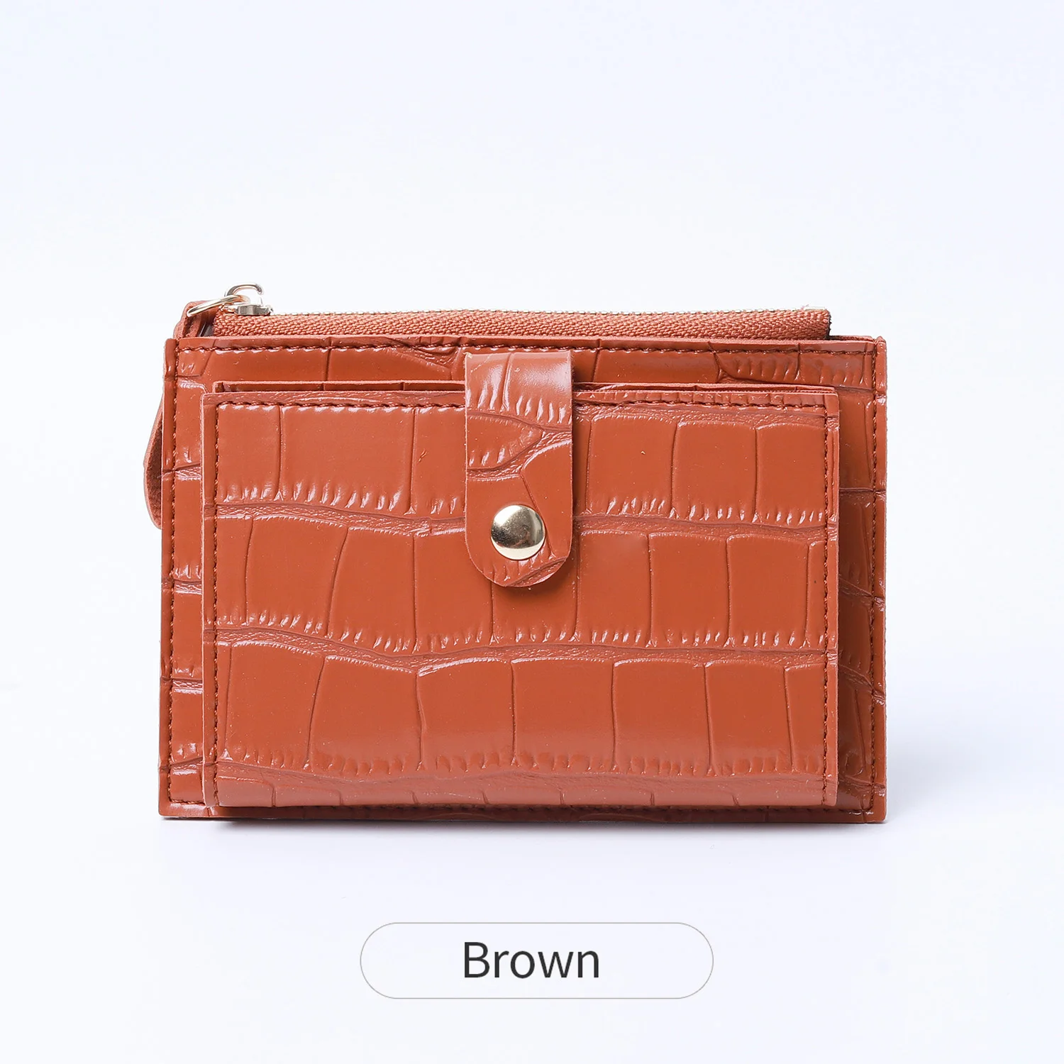 Mini Minimalistischer PU-Leder Kartenhalter für Damen, Stilvolles Krokodilmuster, Kreditkartenhalter, Kleine und Tragbare Geldbörse mit Reißverschluss – Detail 18