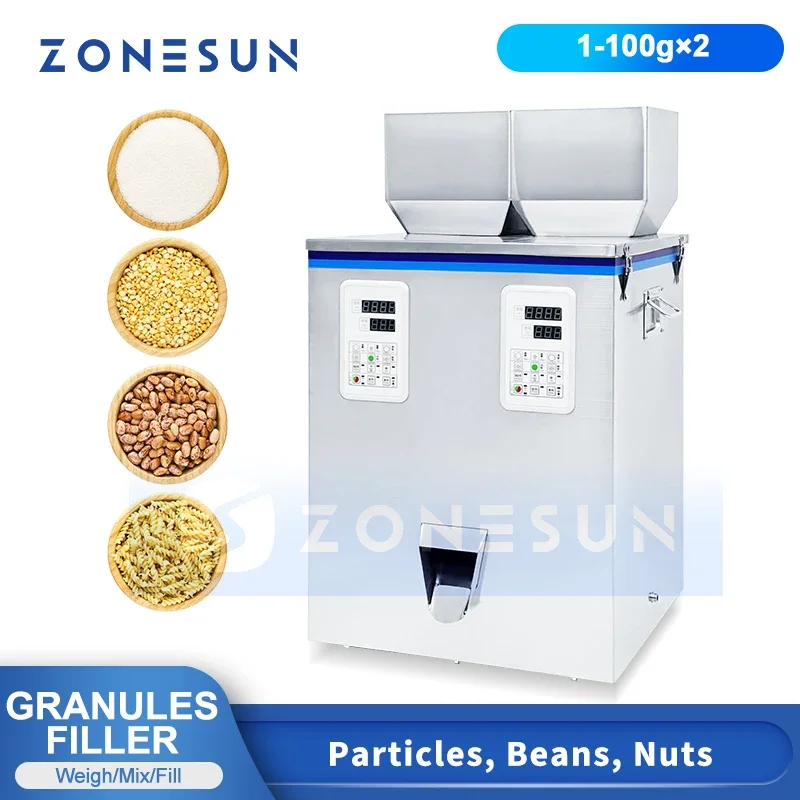 

ZONESUN Digital Control Particle Filling Machine Granule Packing Equipment Weigher Packaging ZS-GWF2