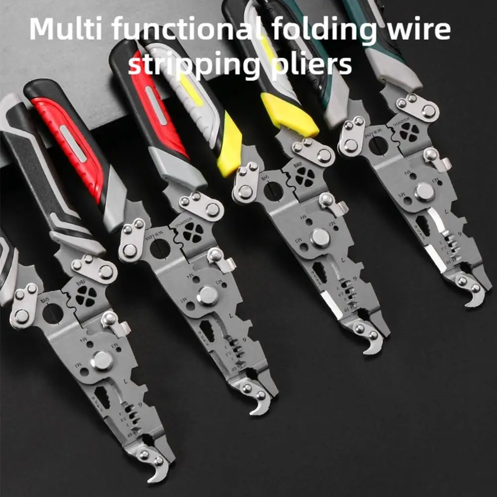 Foldable Wire Stripper Piler Wire Cutter Crimping Tool Multifunction Wire Crimper Cable Stripper Wiring Tools Hand Tool