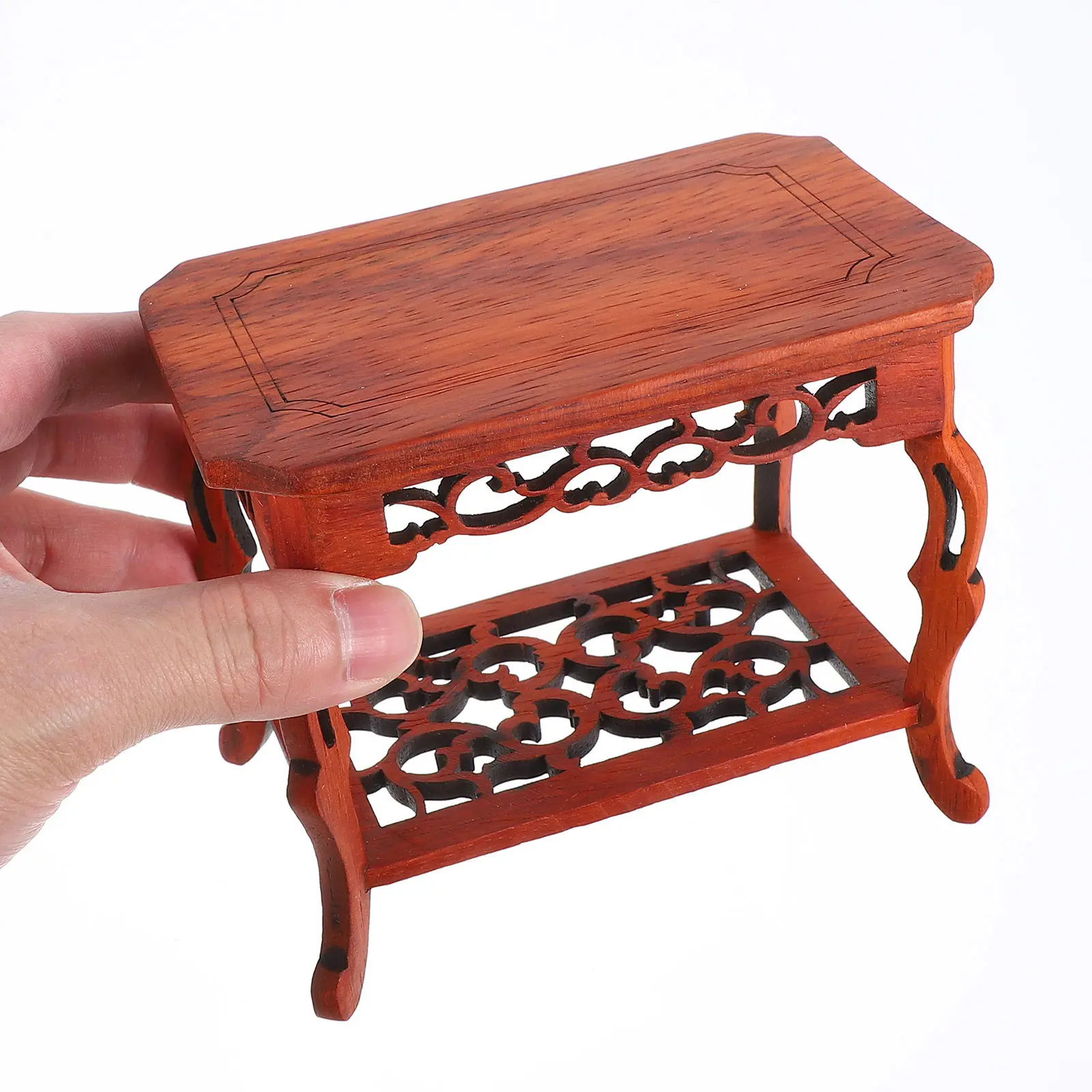 Red Pear Wood Jade Stone Display Stand Elegant Wooden Bonsai Holder Decorative Home Office Sculpture Display Base Oriental Style