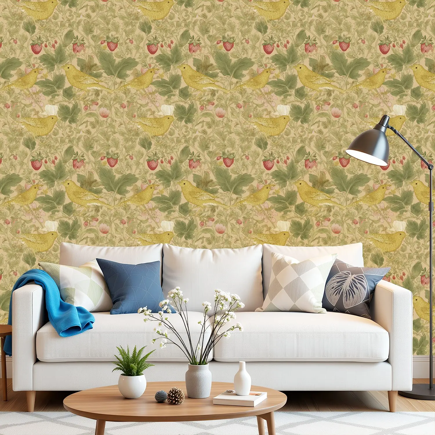 

Винтажные обои с цветочным принтом клубники, землистые обои 22,83 "X 118" водонепроницаемые обои для гостиной/спальни/ванной комнаты, наклейка на стену из ПВХ