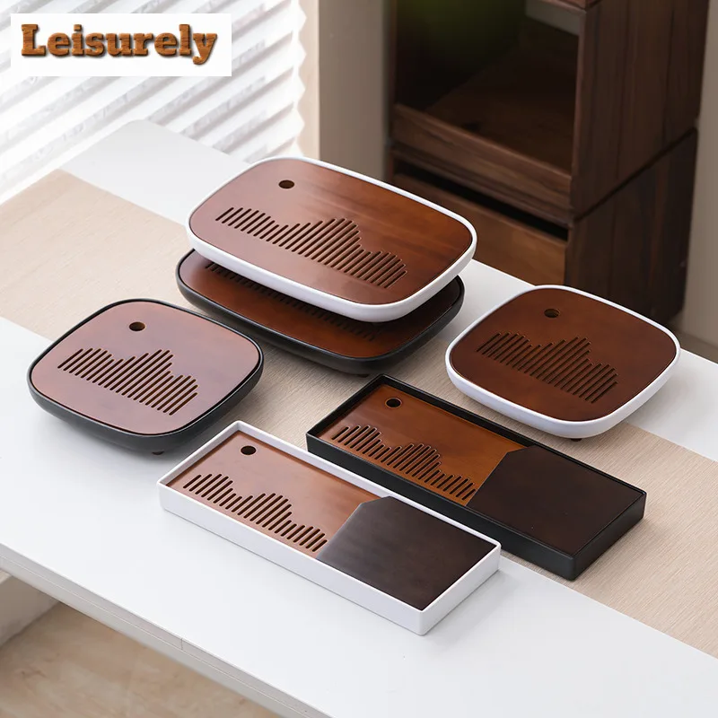 

Walnut Color Bamboo Tea Tray With Water Storage Drainage Tea Table Tea Tray For Household Office Home Tea Set Accessory
