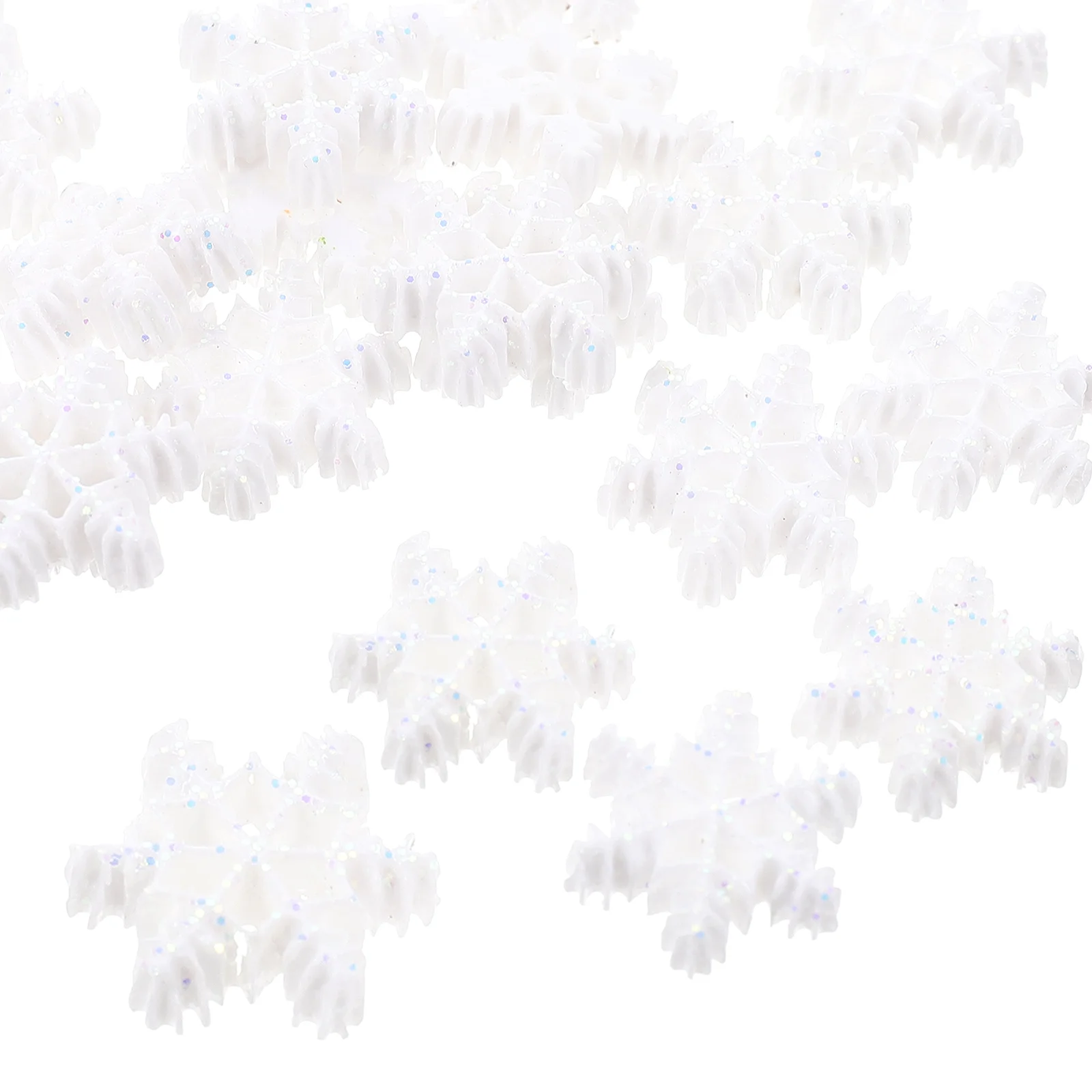 

50 Pcs Resin Snowflake Holiday Season Decor Artificial Long-lasting Mini Snowflakes Xmas Style Decors