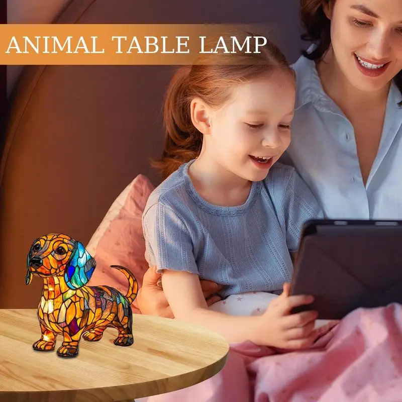 

3D Animal Series Art Night Light Dog Cat Resin Table Lamp Colorful Vintage Night Lighting for Nursery Bedroom Home Offices