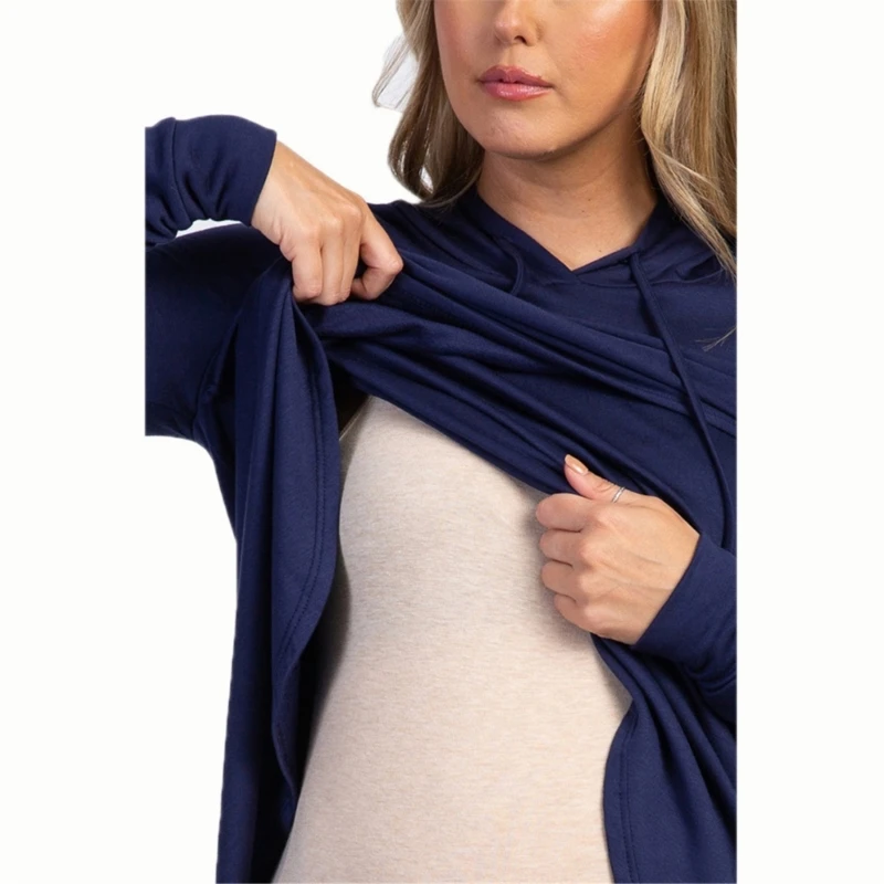 Picture 3: Maternity Sweatshirt Adjustable Drawstring Loose Pregnancy Hoodie With Pockets A2UB