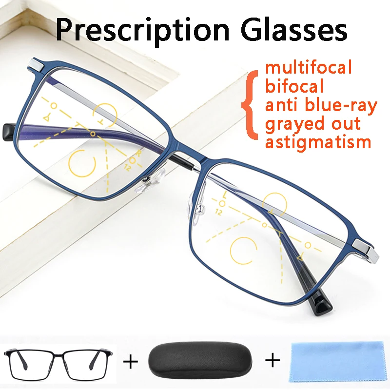 

Custom Multifocal Bifocal Prescription Glasses Men Photochromic Anti Blue Light Myopia Glasses Women Astigmatism See Far Near