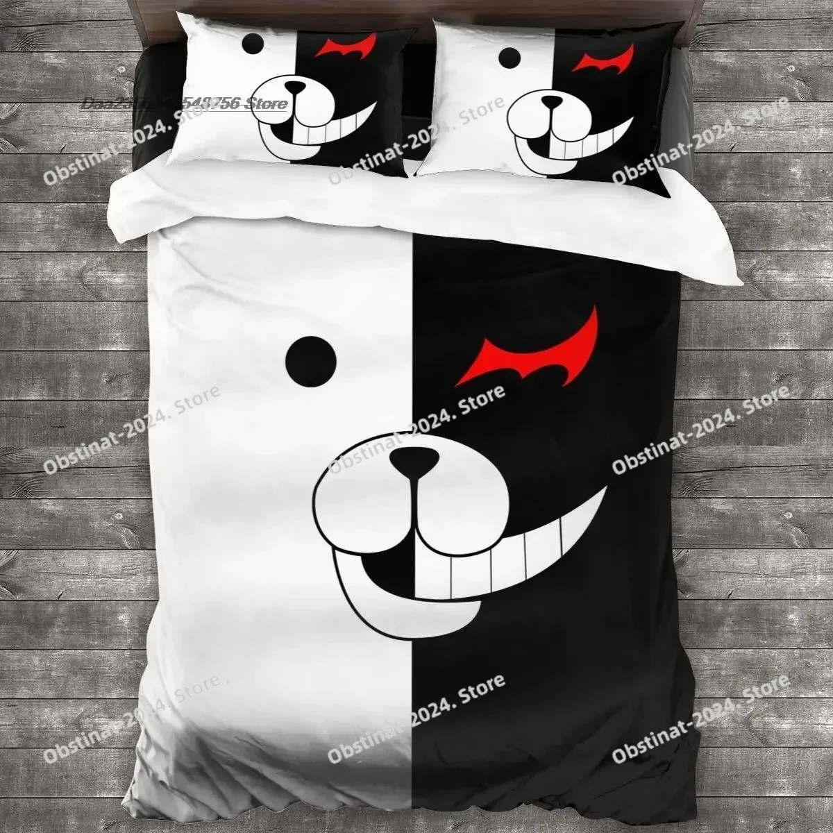 3D Print Danganronpa Monokuma Bedding Set Printed Duvet Cover Pillowcase Single Double Style Queen King Size Sets