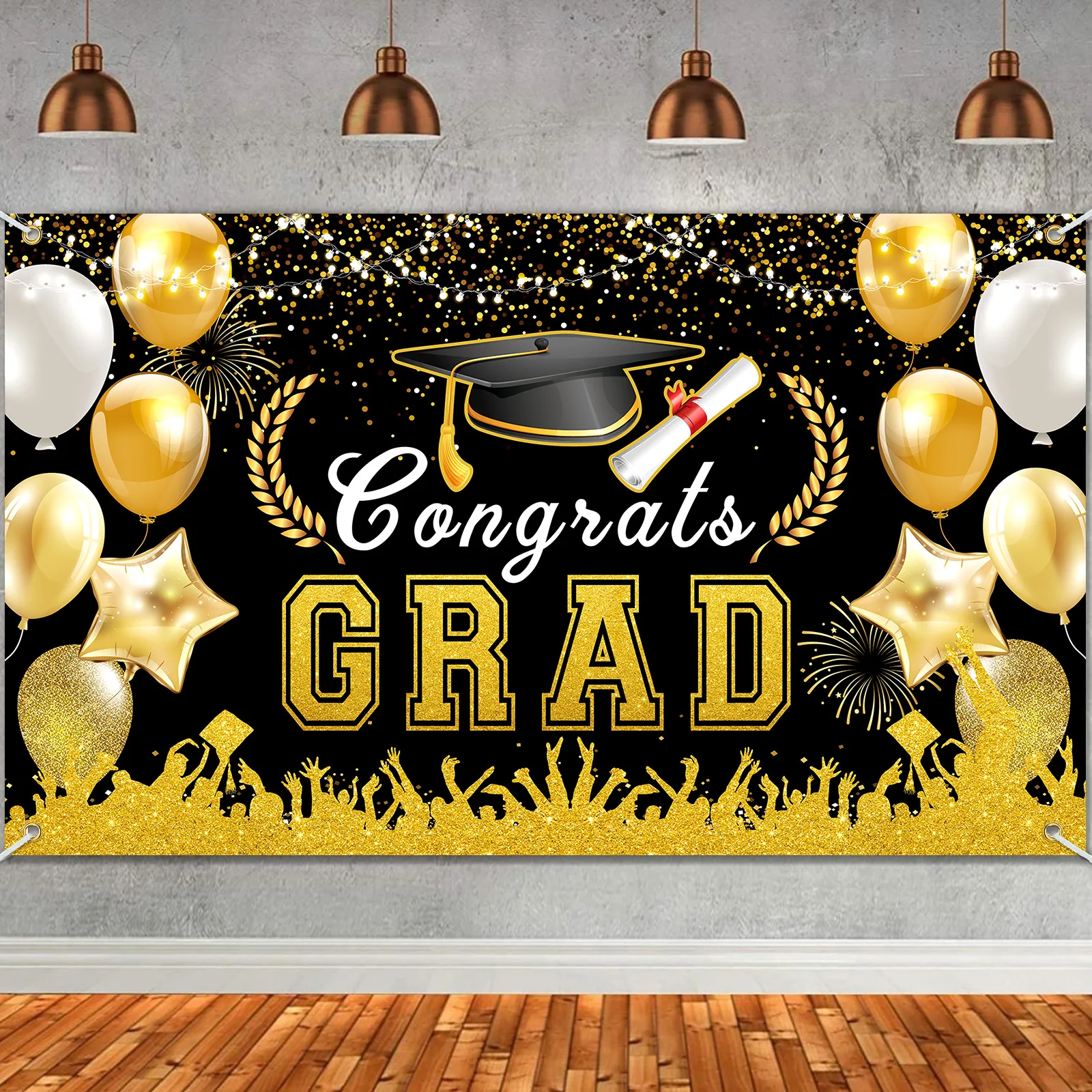 2024 Graduation Banner Graduation Ceremony Party Backdrop Flag Decoration 180-110cm Horizontal