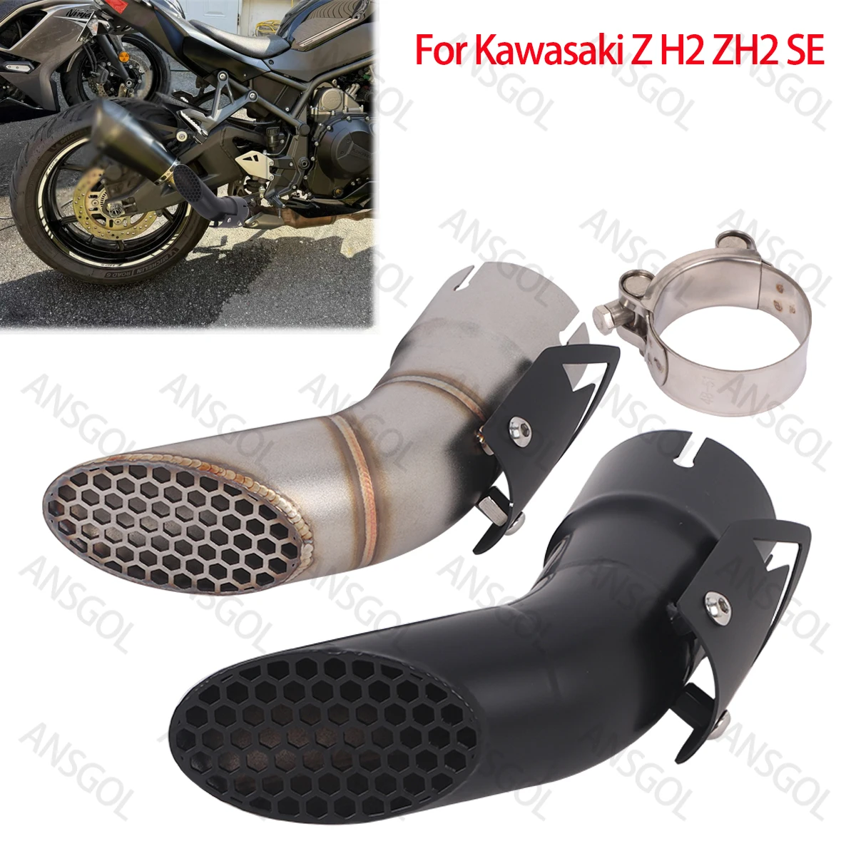 

Slip on for Kawasaki Z H2 ZH2 SE 2020-2023 Exhaust Pipe Escape Modified Muffler Link Pipe Loud No DB Killer