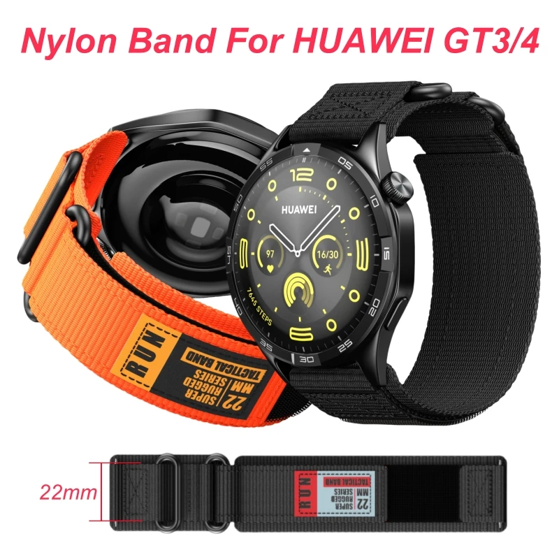 22mm Huawei Nylon Watch Strap For Watch 4 Pro GT3 GT2 GT 3 2 Pro 46mm Band Bracelet For Huawei Watch GT 4 GT4 46mm Watchband