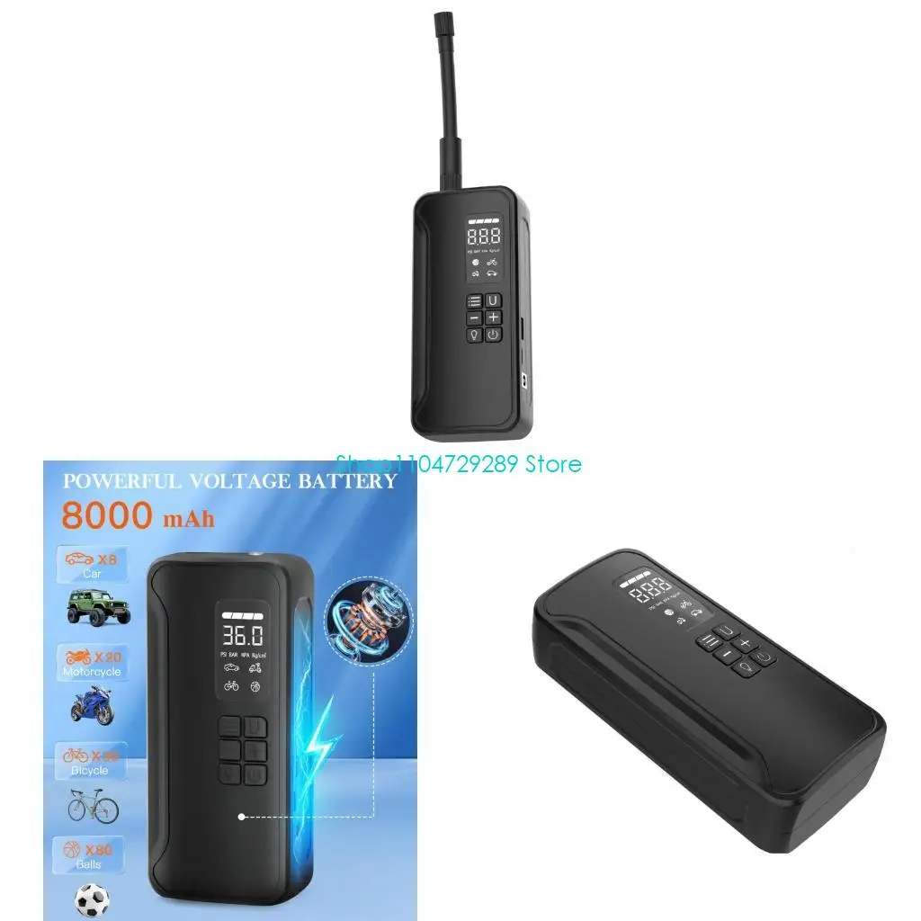 

D8KE Portable Air Compressor Electric Car Automatic Tire Inflator with LED Light