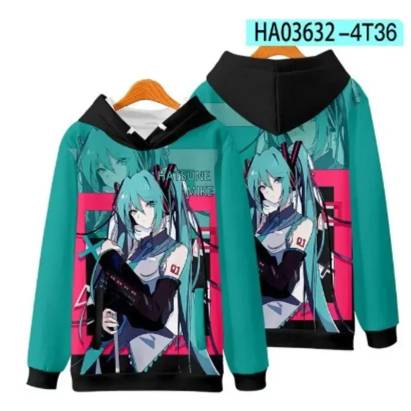 Kawaii Hatsune Miku Giacca casual con cappuccio Cerniera Girocollo Con cappuccio Due dimensioni Uomo e donna Autunno e inverno CartoonClothing