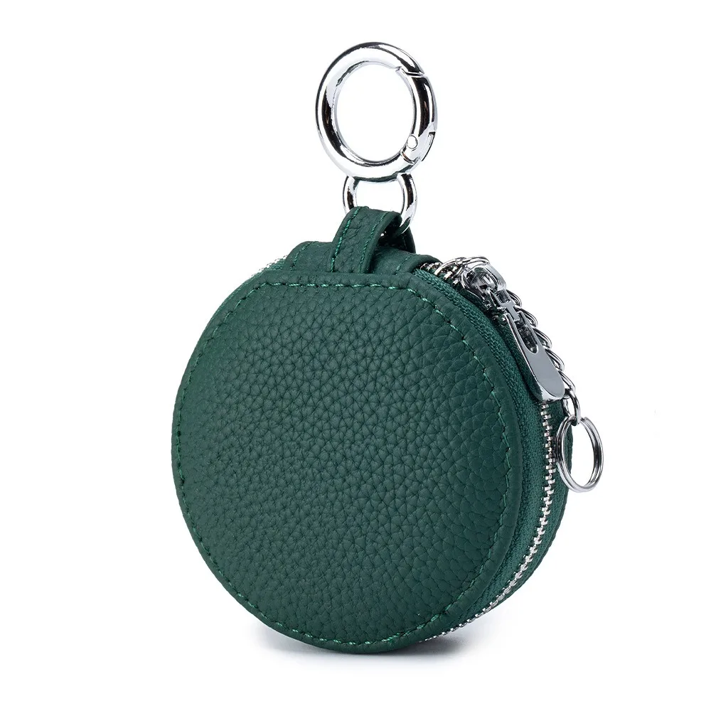 Change Bag Cute PU Leather Coin Purse with Mirror Zipper Round Wallet Keychain Coin Bag Lipstick Storage Bag Outdoor