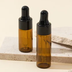 8pcs 3/5ml rubber dropper glass essential oil dispensing bottle, brown dark dropper bottle, empty bottle, travel