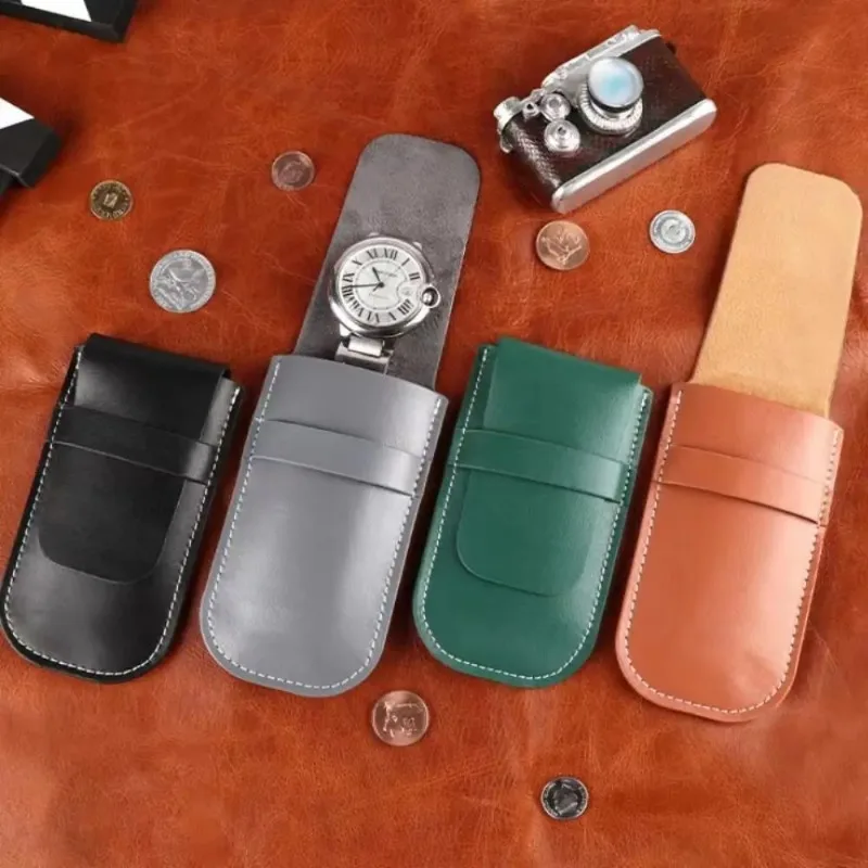 Bolsa Organizadora Anti-Poeira para Relógios e Joias, Estojo de Presente em Flanela e Couro para Acessórios de Relógio