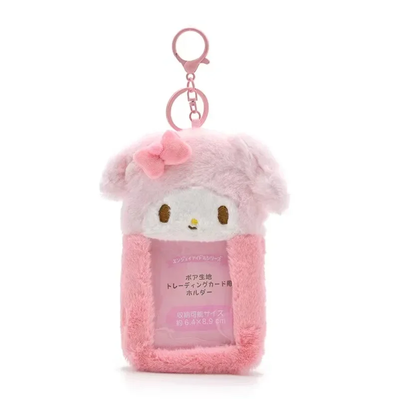 Cute Cartoon Plush Card Case Keychain Melody Card Holder Kawaii Photo Card Display Sleeves Bag Pendant Gifts