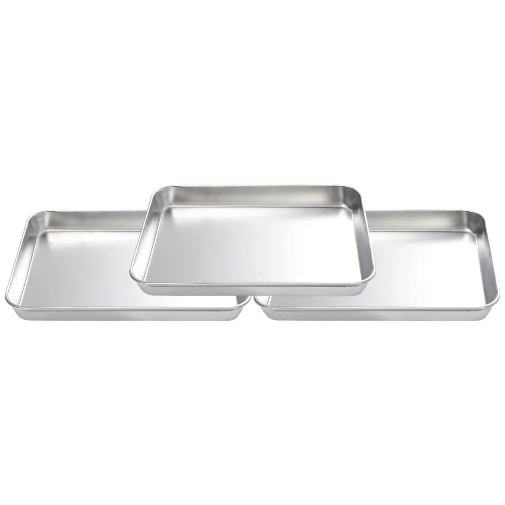 

3Pcs Stainless Steel Serving Tray Baking Pan for Dessert Appetizer Snack Fruit Cake Outdoor Picnic Banquet Cookie Baking Tray