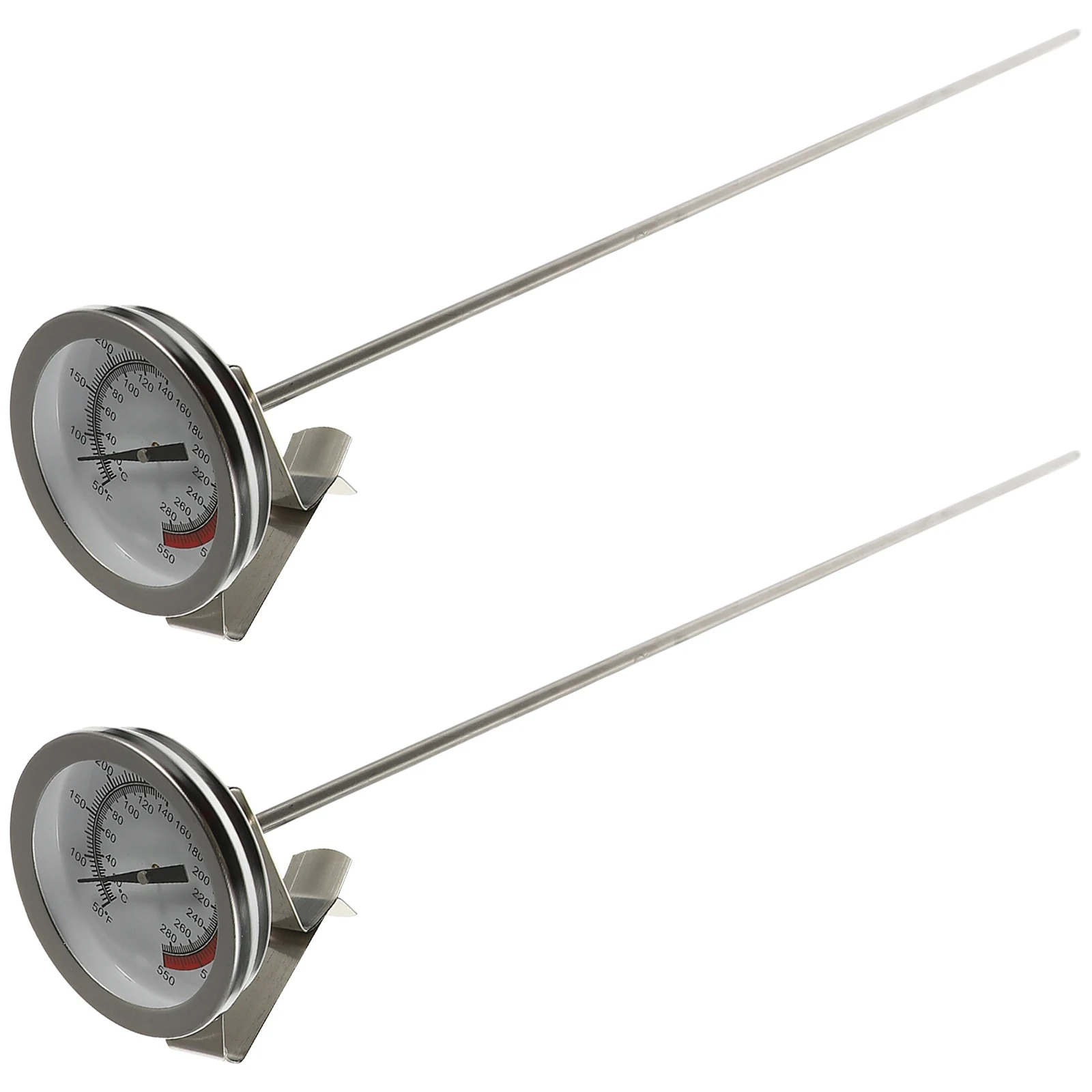 

2 Pcs Oil Thermometer for Kitchen Deep Fryer Meat Probe Accurate Temperature Gauge BBQ Food Stainless Steel Thermometers