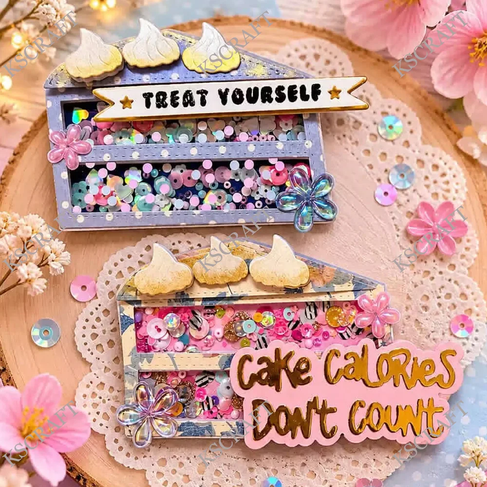 KSCRAFT Cake Slice Shaker Cutting Dies Stencils for DIY Scrapbooking Decorative Embossing DIY Paper Cards