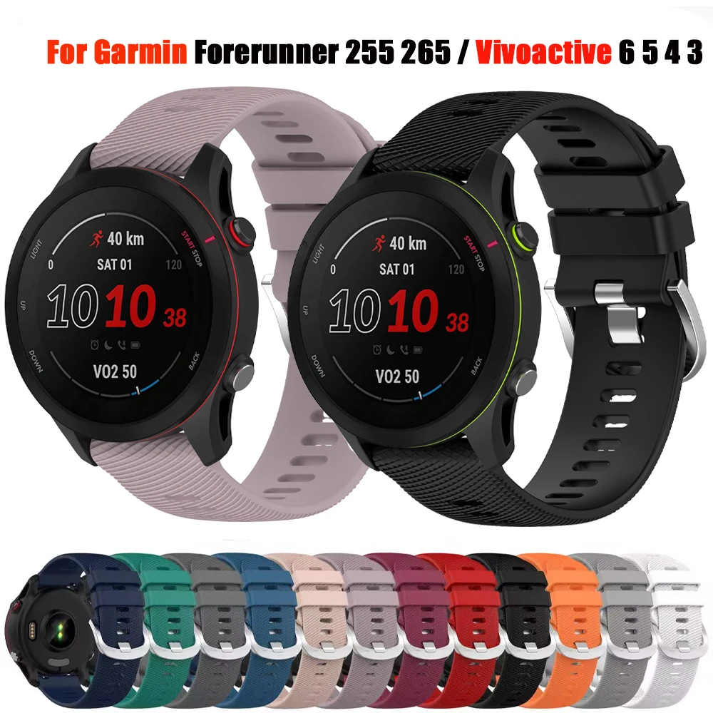 

18mm 20mm 22mm Original Silicone Band For Garmin Forerunner 255 255S Music 245 55/Venu 3 3S 2 Plus /Vivoactive 6 5 4 Watch Strap