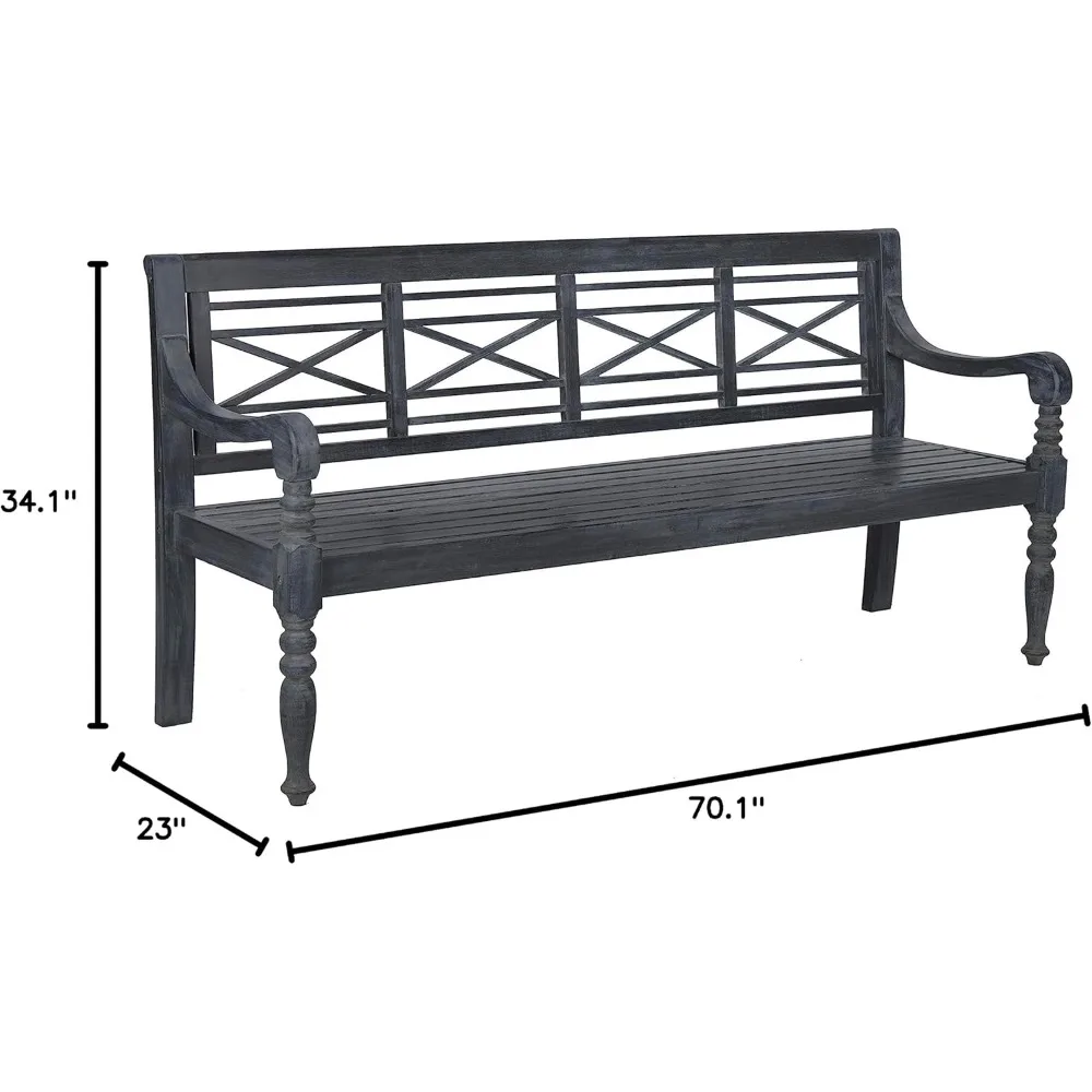 

Safavieh Patio Collection Martin Adirondack Acacia Wood Bench, Ash Grey