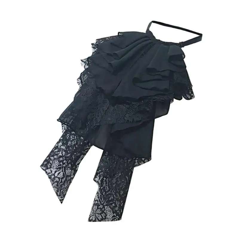 39BD Historical Reenactment Jabot Collar Layered Ruffle Lace Shirt Necktie for Women view 4