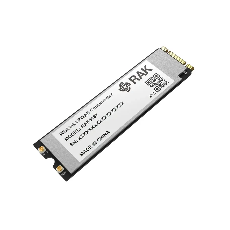 وحدة المكثف RAK5166/RAK5167: ابتكار عامل الشكل M.2 لـ LoRaWAN ®   التطبيقات، SX1303 LoRa Core (USB، GPS، LBT)