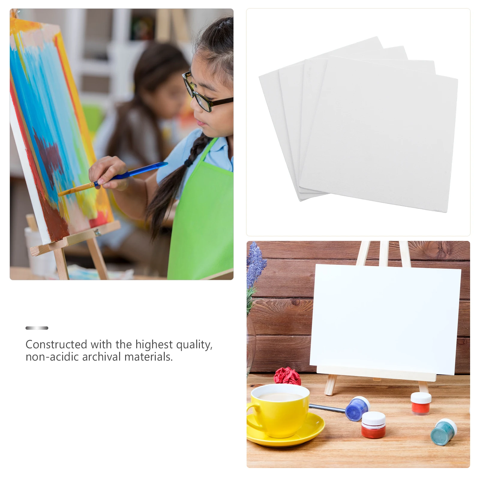 

4pcs Oil Painting Canvas Panels Set Archival Quality Permanent Boards for Artists Students Acrylic Tempera Blank Art Panel