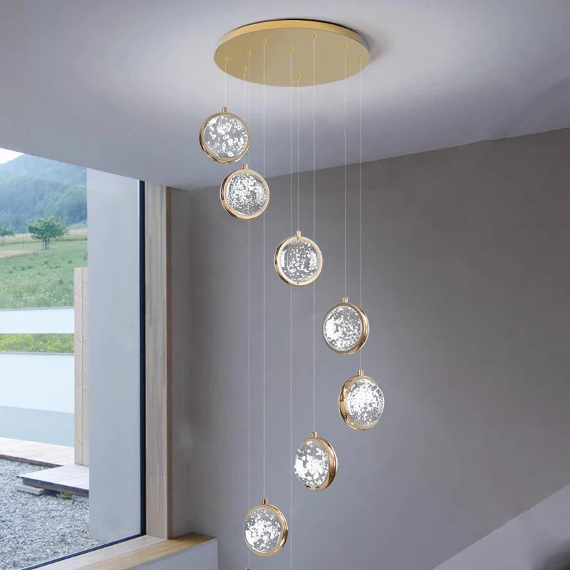 Imagem -05 - Lustre Moderno para Escada Luz Nórdica Luxo Simples Lâmpadas de Teto Luz Suspensa Lustres Led para Sala de Estar Luz Interna