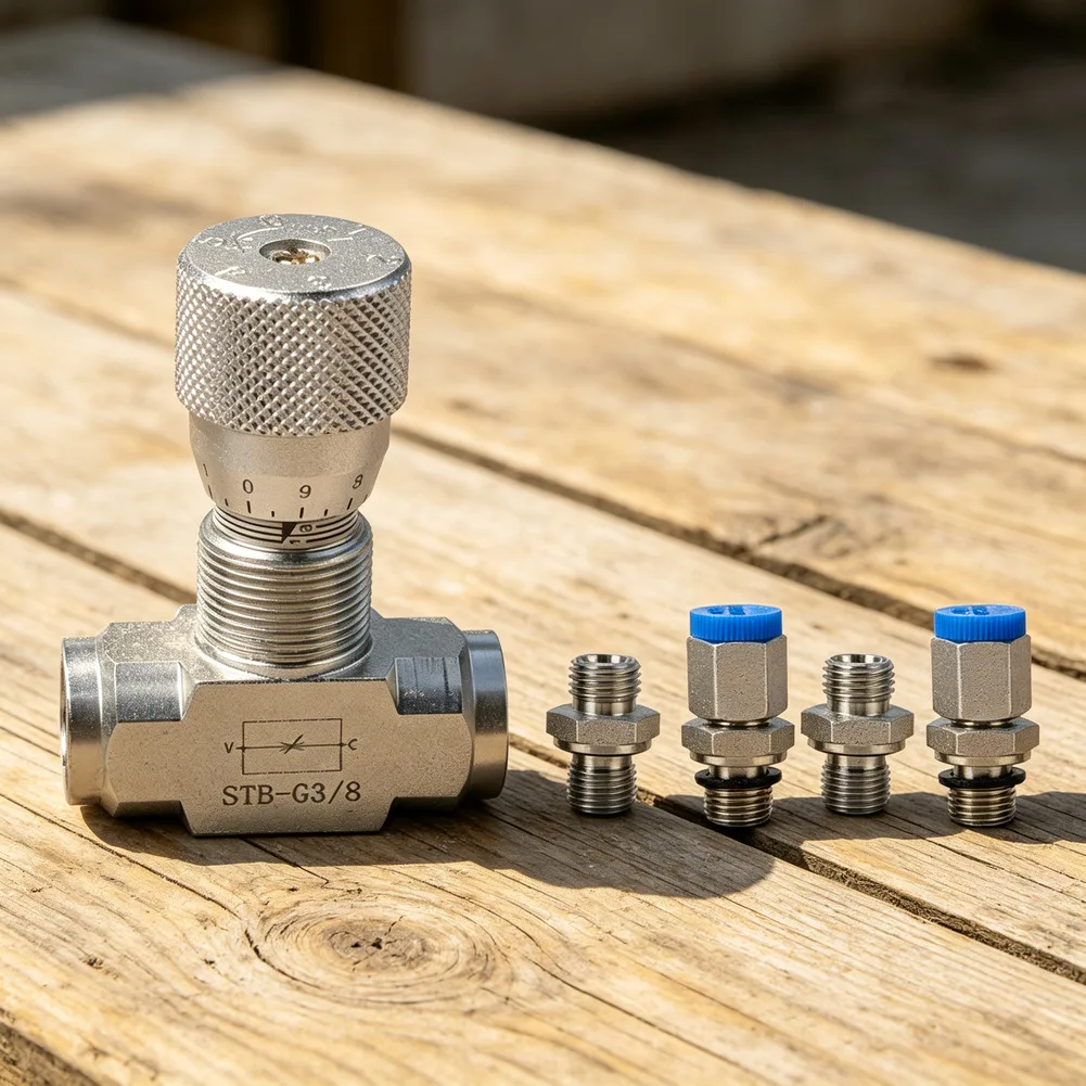 4PCS Hydraulic Flow Control Valve STB-G3/8 3/8 Inch For 1-2 Carbon Steel Bidirectional Regulator Tool