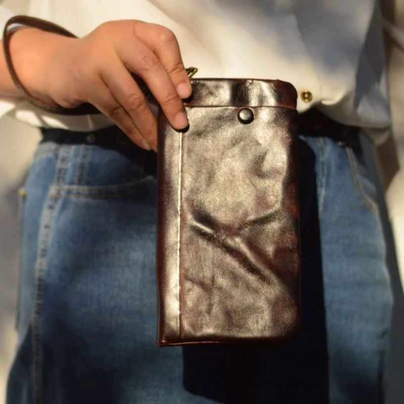New Vintage Long Zipper Multi-functional Leather Wallet Handmade Dying Color Vegetable Tanned Cowhide for Men And Women