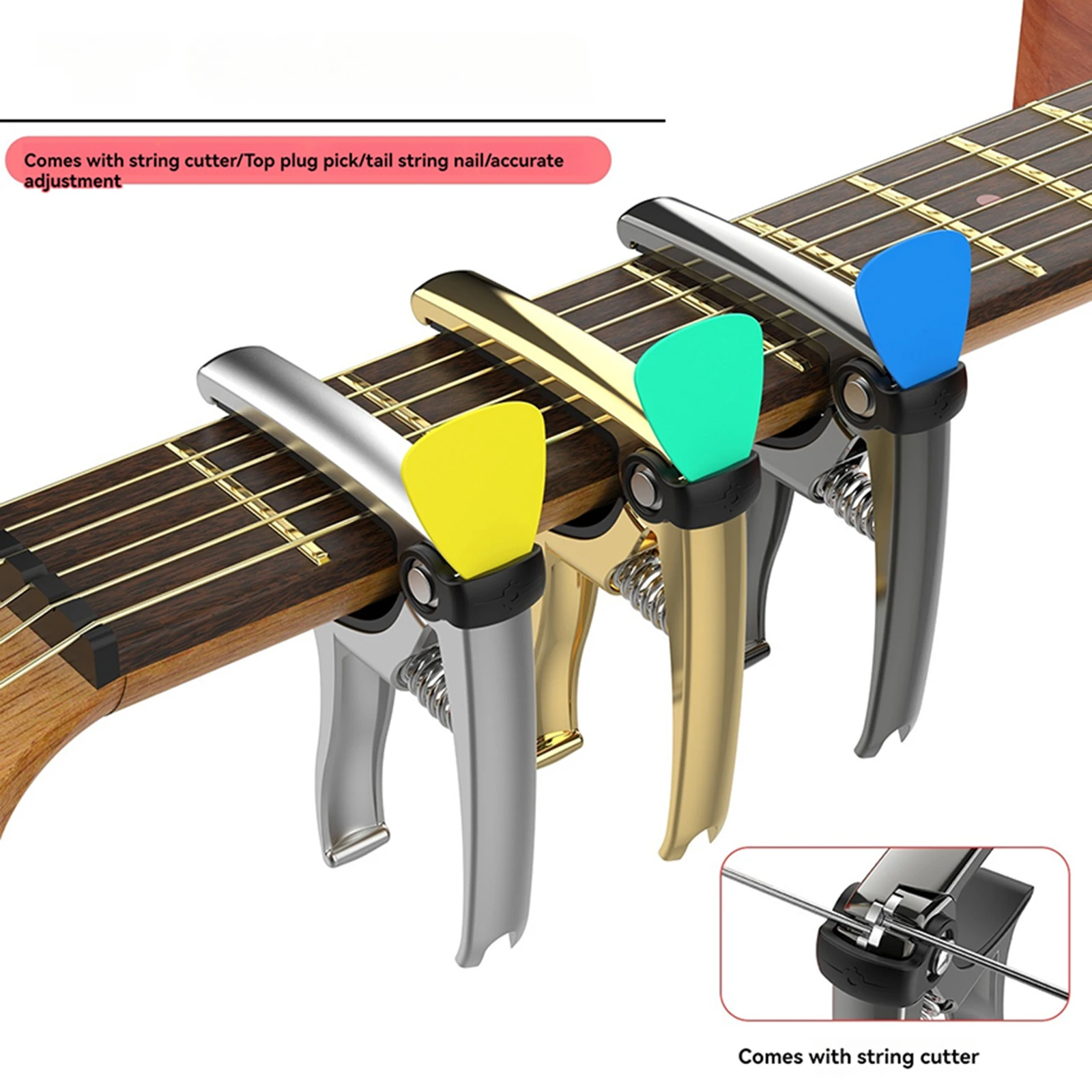 4-in-1 Pitch Clip Pegs String Clippers Plectrums Guitar Folk Electric Guitar Pitch Clips Guitar Accessories