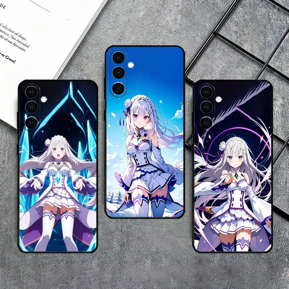 Emilia Popular anime Phone Case Black Silicone Soft For Samsung Galaxy A73,A72,A71,A70,A53,A52,A51