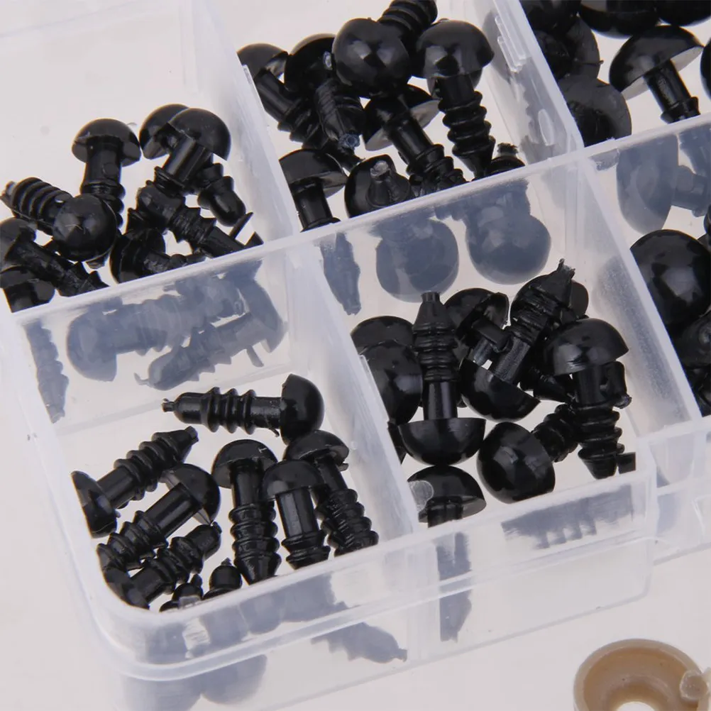 

Набор из 100 пластиковых безопасных глазок (6 мм, 8 мм, 9 мм, 10 мм, 12 мм) для медведей, мягких игрушек, поделок, аксессуаров для рукоделия, в коробке для хранения