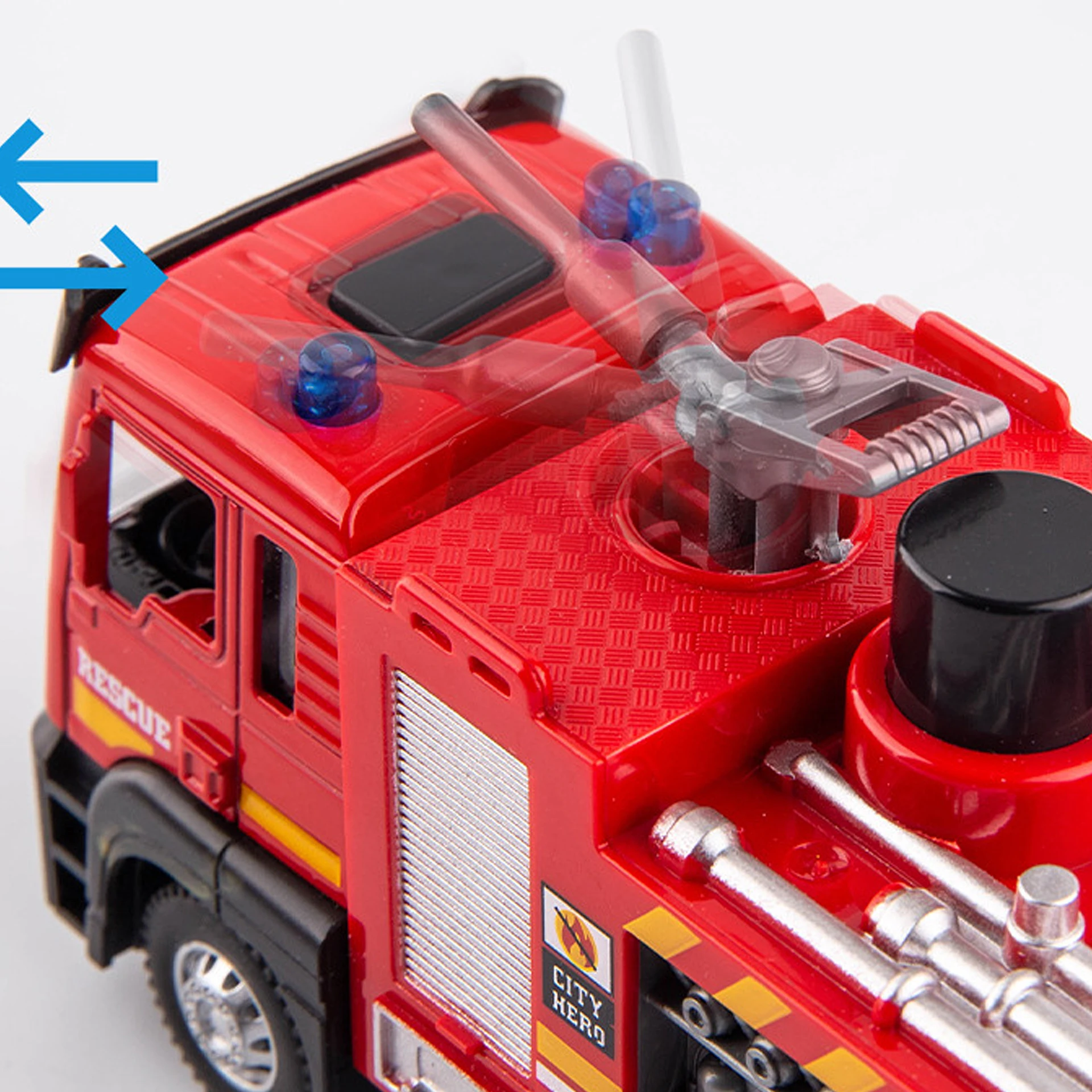 مركبة إنقاذ من الحرائق لرش الماء، ضوء الصوت، محاكاة متحركة، قطار إنقاذ السيارة على السلم السحابي، لعبة أطفال، XT188