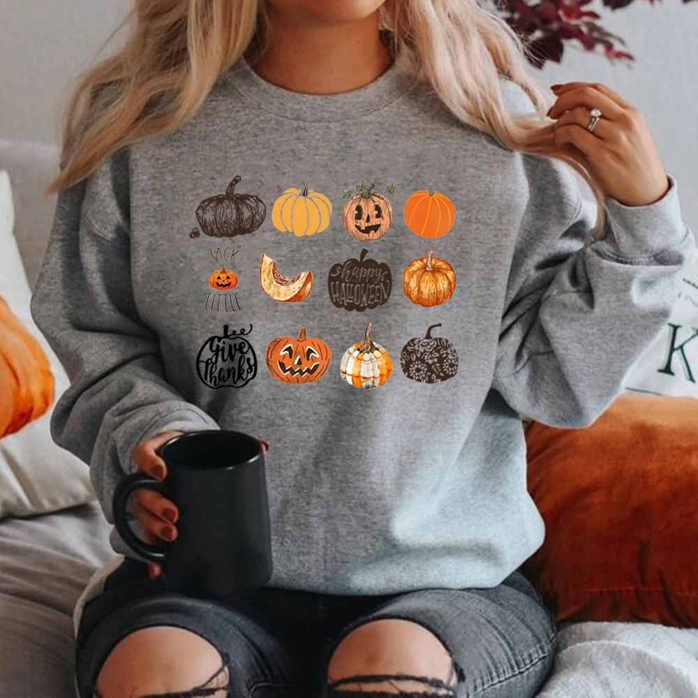 Halloween Sweatshirt Fall Harvest Pumpkins Jack O Lantern Unisex Sweatshirt Women\'s Fall Gift Harajuku Unisex Graphic Sweatshirt