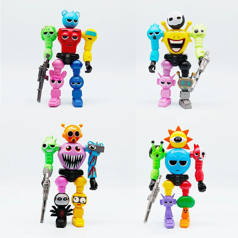 New Game Sprunki Action Figures Assemble Robot Model Desktop Ornaments Decoration Cartoon Anime Dolls Kids Toys Birthday Gifts