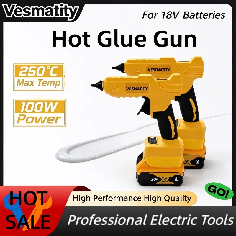 Handheld Electric Hot Glue Gun Cordless Anti‑Scald Nozzle Hot Melt Welding DIY Repair Tool Compatible with 18V Battery
