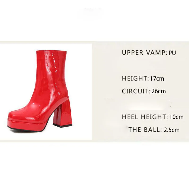 

ASILETO Новые блестящие женские ботильоны с квадратным носком на блочном каблуке 10 см, платформа 2,5 см, молния, большие размеры 43, 44 45, модные вечерние ботильоны